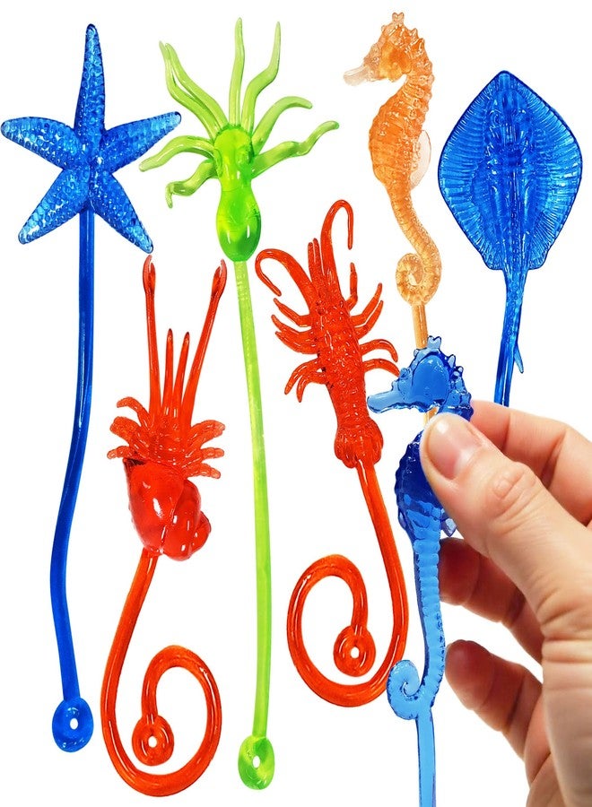 Glow Fever 24PCS Ocean Animal Sticky Hand Toys - Stretchy Rubber Party Favors for Kids, Classroom Prizes, Goodie Bag Stuffers - Image 1